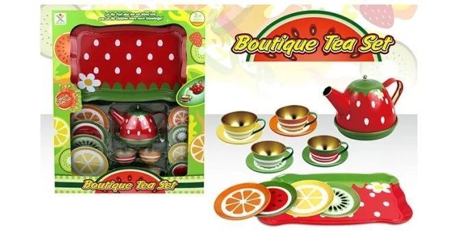Set De Te Infantil Juguete Metálico Tazas Platos Tetera-7