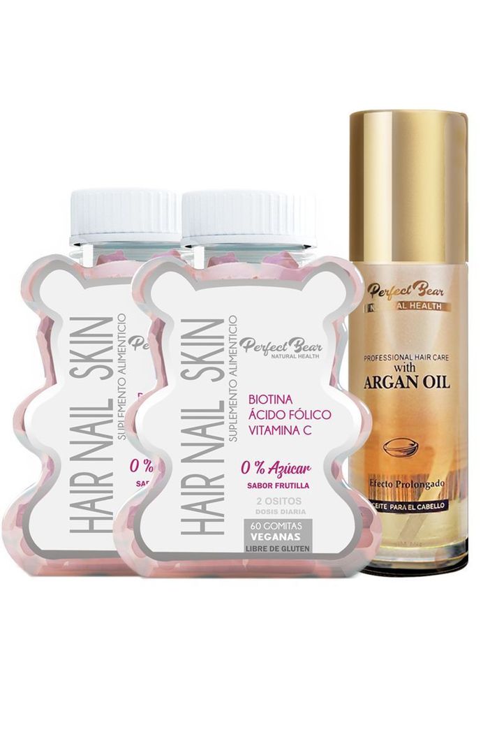 Hair, Nails & Skin Sin Azúcar 2 meses + Aceite de  Argan-0