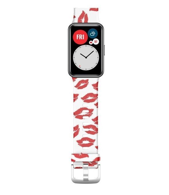 Correa De Diseño Compatible Con Huawei Watch Fit Besos Rojos-0