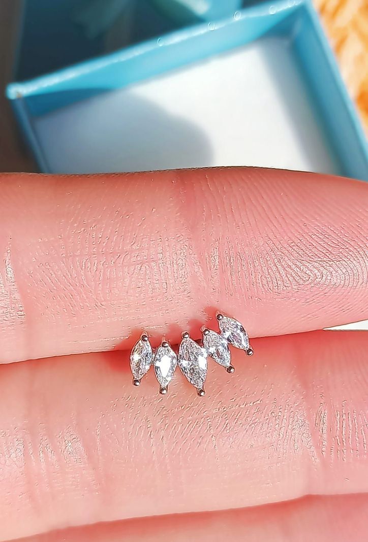 Aros Piercing Punto De Luz Helix Flat Zirconia Hipoalergenico-6