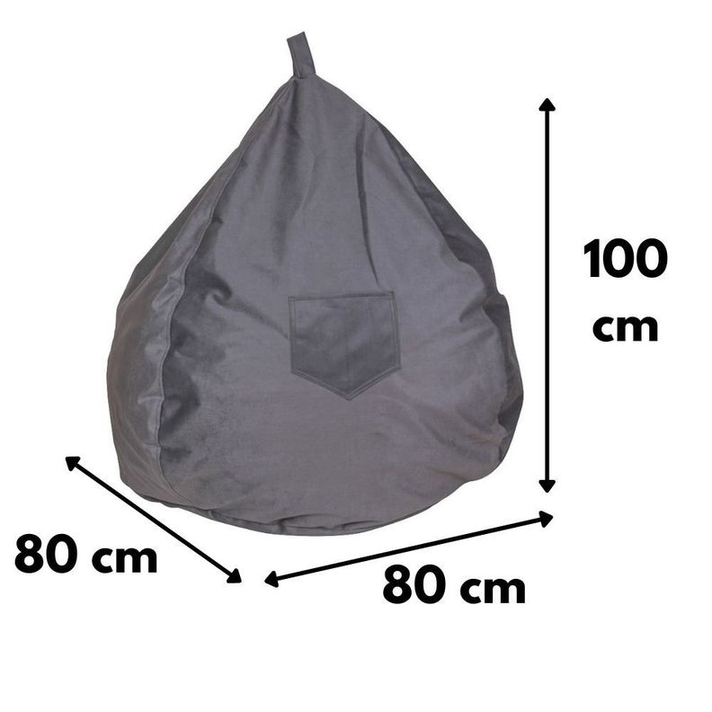 Pouf Pera Felpa Gris 100x80x80 Cm Máxima Design-4