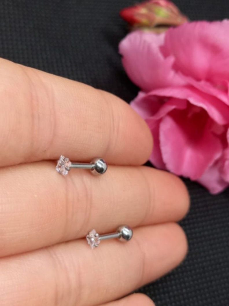 Aros Punto de Luz Acero Inoxidable Blanco Zirconio Cuadrado 3mm-4