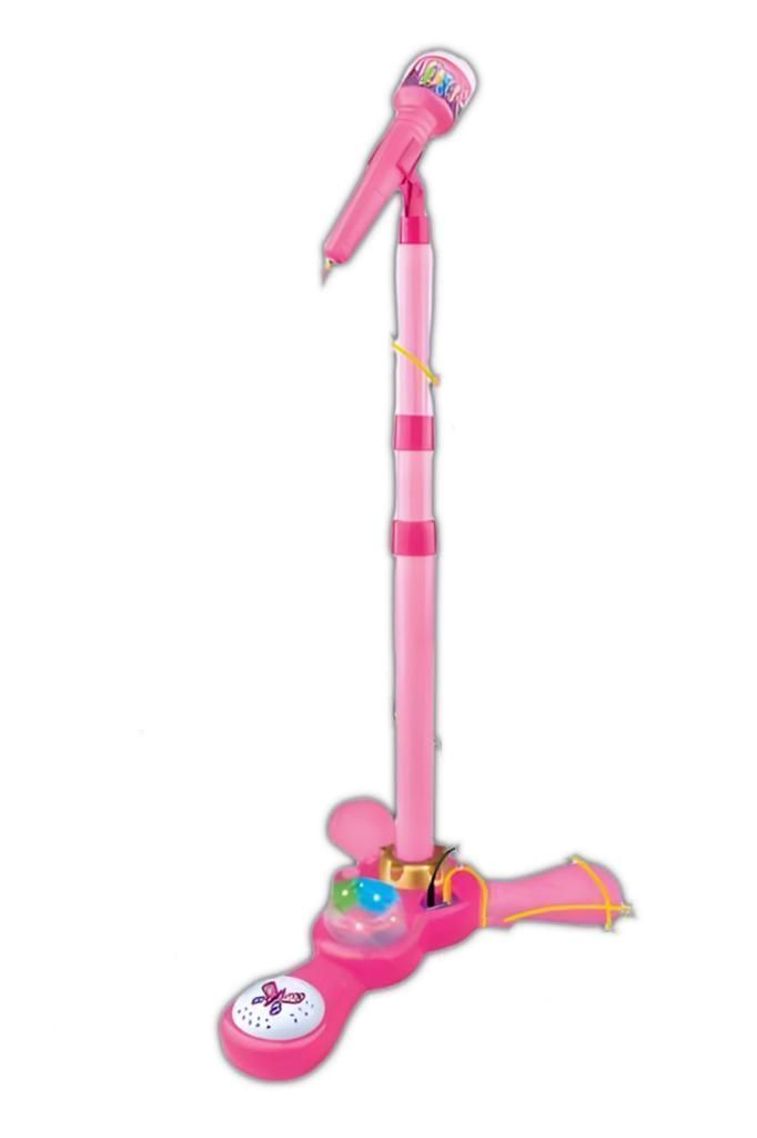 Microfono Pedestal Juguete Mp3 Con Luces Infantil Rosada-0