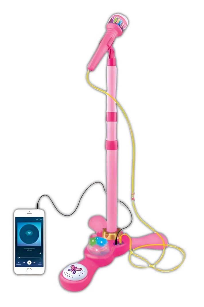 Microfono Pedestal Juguete Mp3 Con Luces Infantil Rosada-1