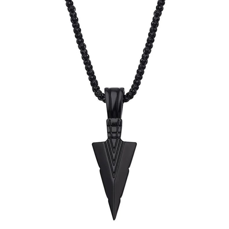 Collar Negro Con Punta De Flecha  Negro Y Con Estilo Rockero-0