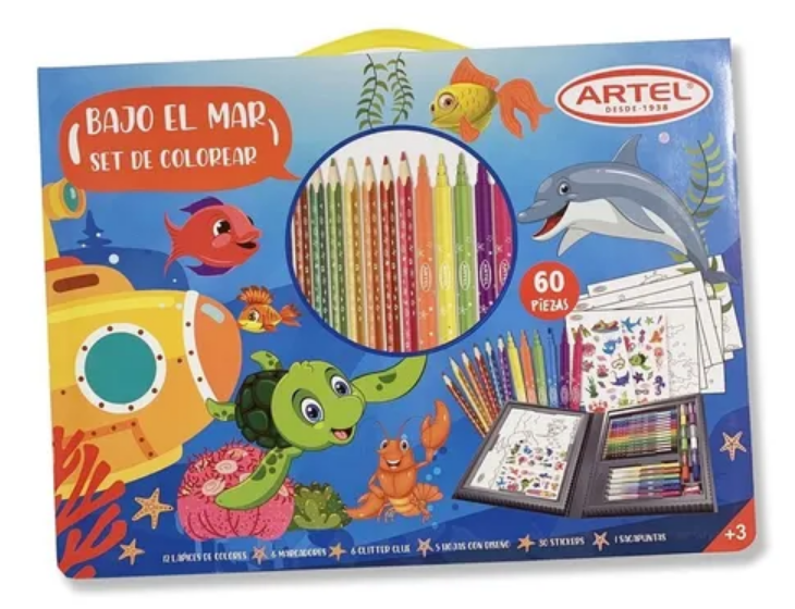 Pack Maleta Artel Bajo el mar  + Libro Vamos a Pintar-2