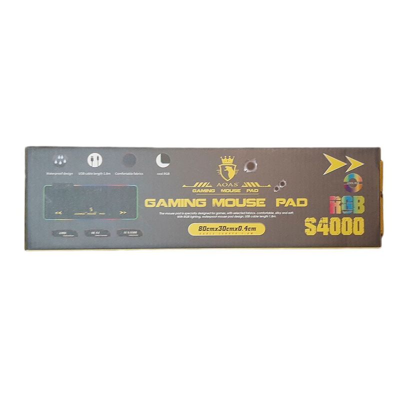 Mouse Pad Gamer Rgb Xl Aoas S4000 Waterproof 80x30cm 4mm Usb-4