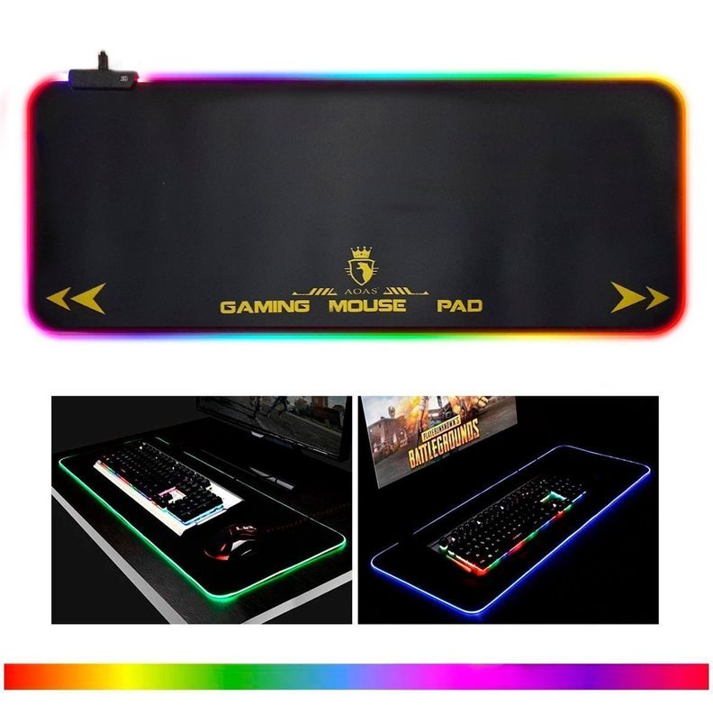 Mouse Pad Gamer Rgb Xl Aoas S4000 Waterproof 80x30cm 4mm Usb-3