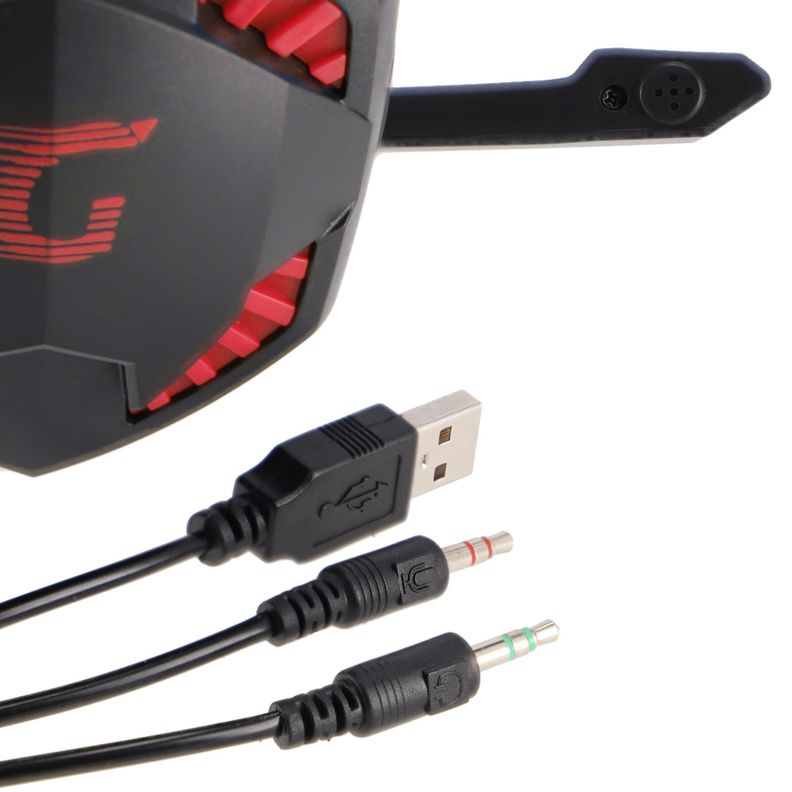Audífono con Micrófono Gamer G4U, con luz roja USB  -1