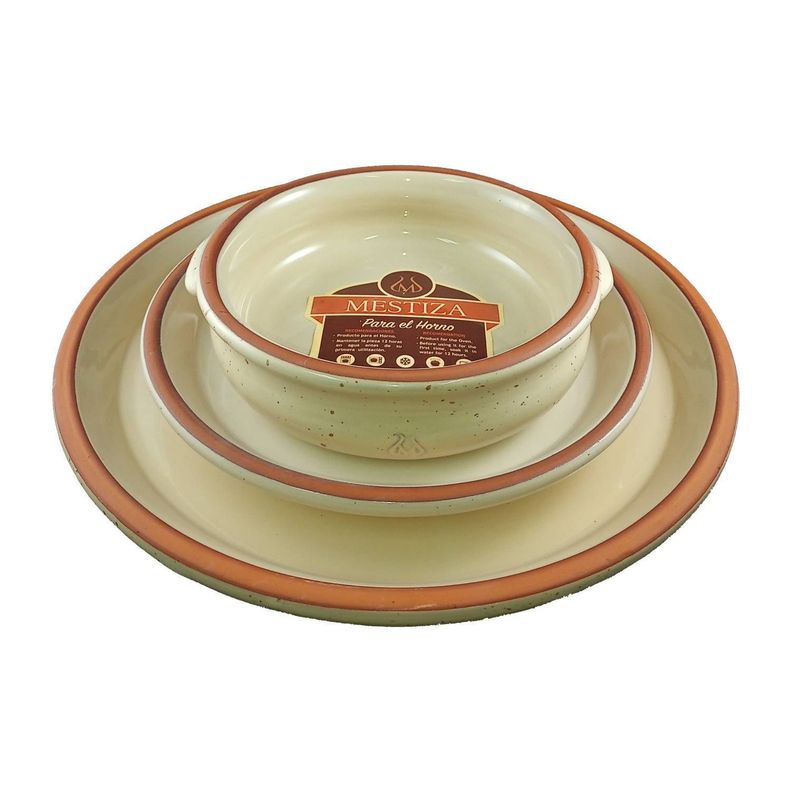 Set de Platos y Cazuelas Mestiza Crema Miel-3