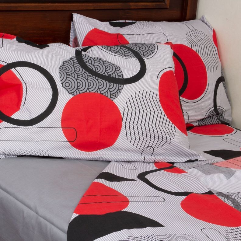 Juego de Sabanas Circulos 2,5 Gris