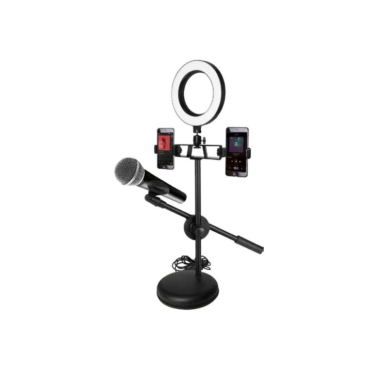 Soporte Para Microfono Y Celular Con Aro Led - PuntoStore Negro