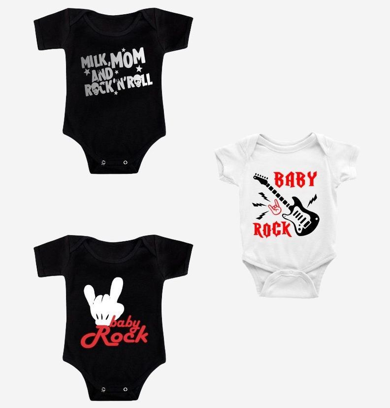 Bodys Rockero Pack De 3 Bebe Baby Rock 100% Algodón Pilucho-0