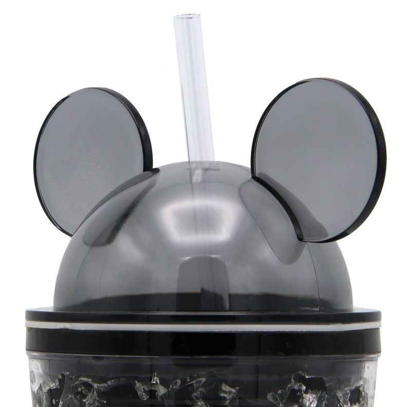 Vaso Negro Con Bombilla Diseño Minnie / Mickey Con Orejas -3