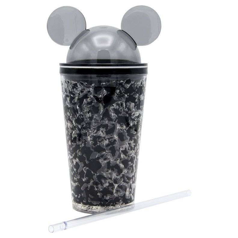 Vaso Negro Con Bombilla Diseño Minnie / Mickey Con Orejas -1