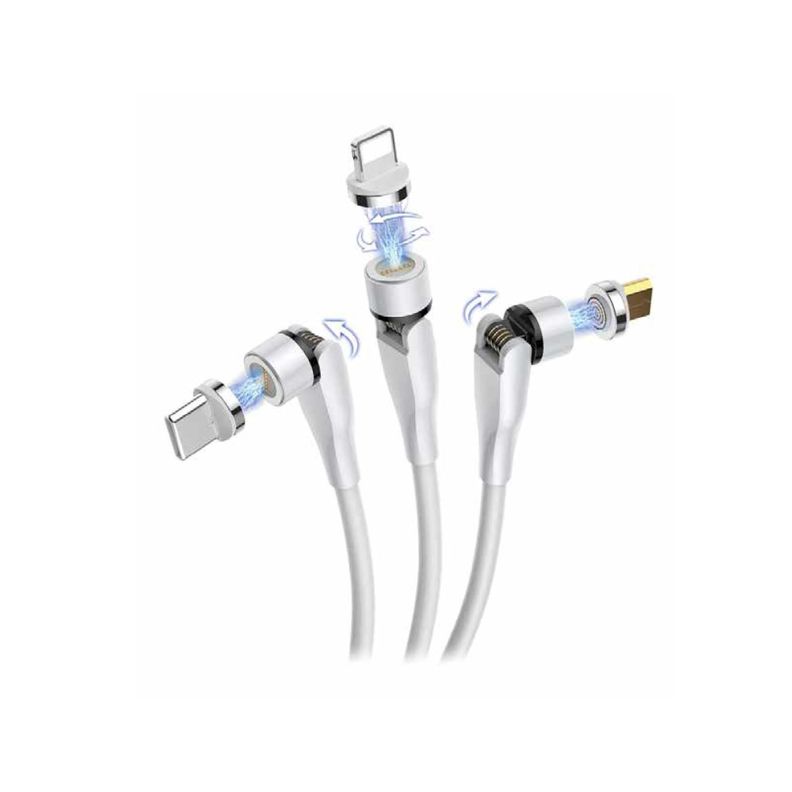 Cable USB Magnetico 3 Puntas Micro USB Lightning Tipo C Tecnolab-0