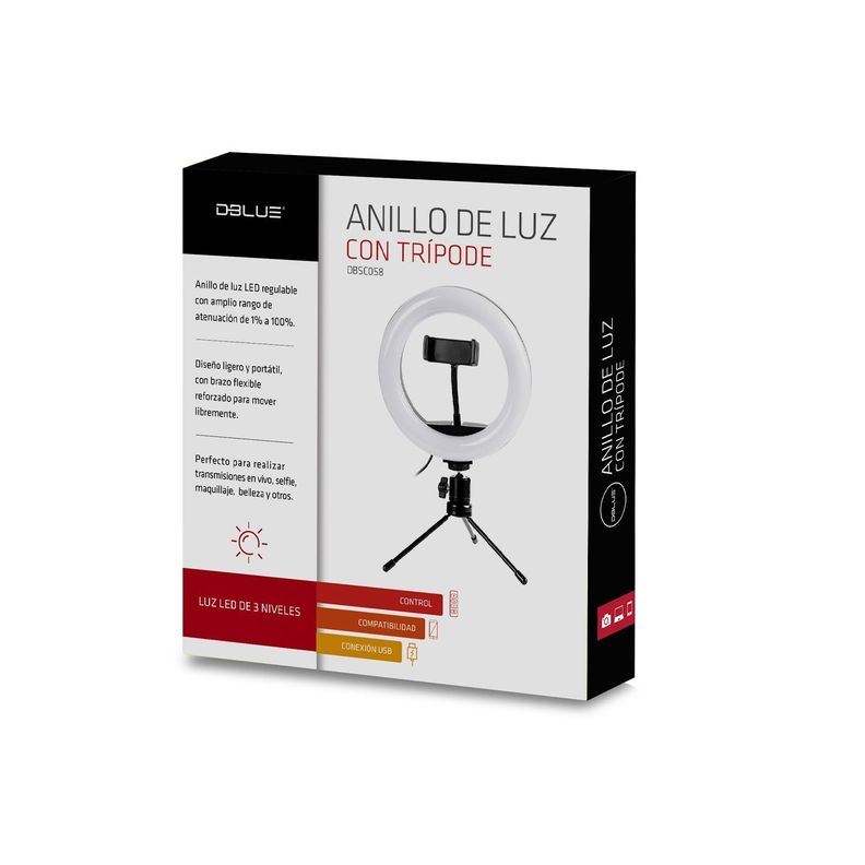Aro Anillo de Luz Con Tripode Porta Celular Con Control Dblue-2