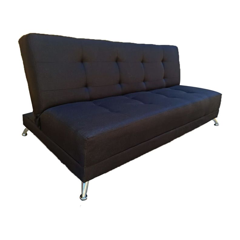 Futon Patagonia Negro Lino 3 Cuerpos Pmetal-1