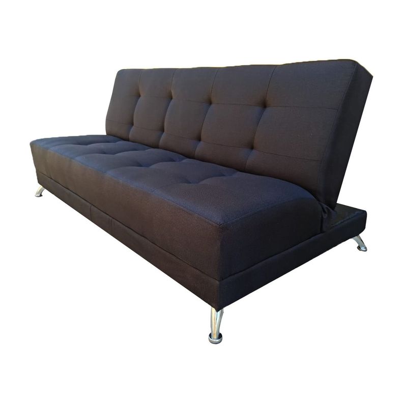 Futon Patagonia Negro Lino 3 Cuerpos Pmetal-0