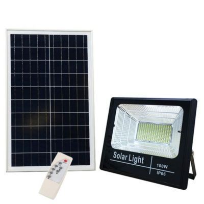 Foco Solar 50W Con Panel Solar Y Con Control - Exteriores Jardines-1