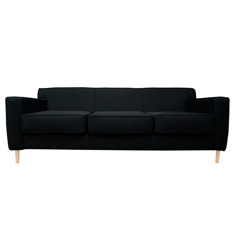 Sofa Lilen Chenille Tipo Lino Negro 3 Cuerpos