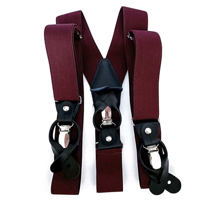 Suspensor hombre burdeo negro doble broche-0