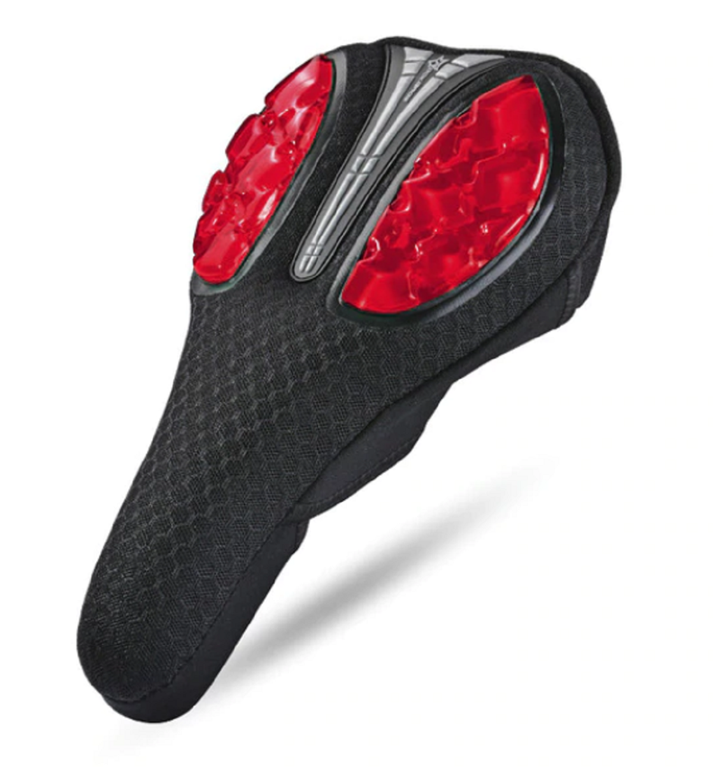 Cubre asiento sillín bicicleta gel velcro rojo-0