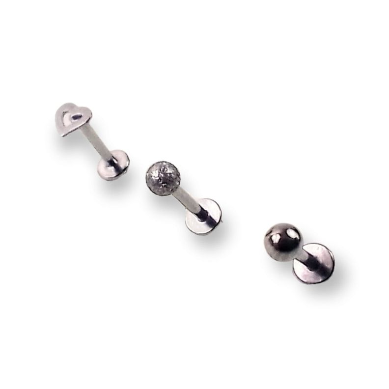 Set Piercing Tornillo Corazo Esfera Quirúrgico Nostril Labret-0