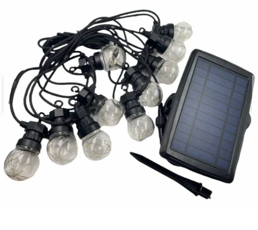 Guirnaldas Solar 5Mts 10 Ampolletas Vintage y Panel Solar-1
