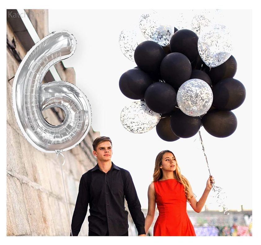 Globo Forma De Numero Globo Metalico Plateado Grande 6 80cm 100074-6-1