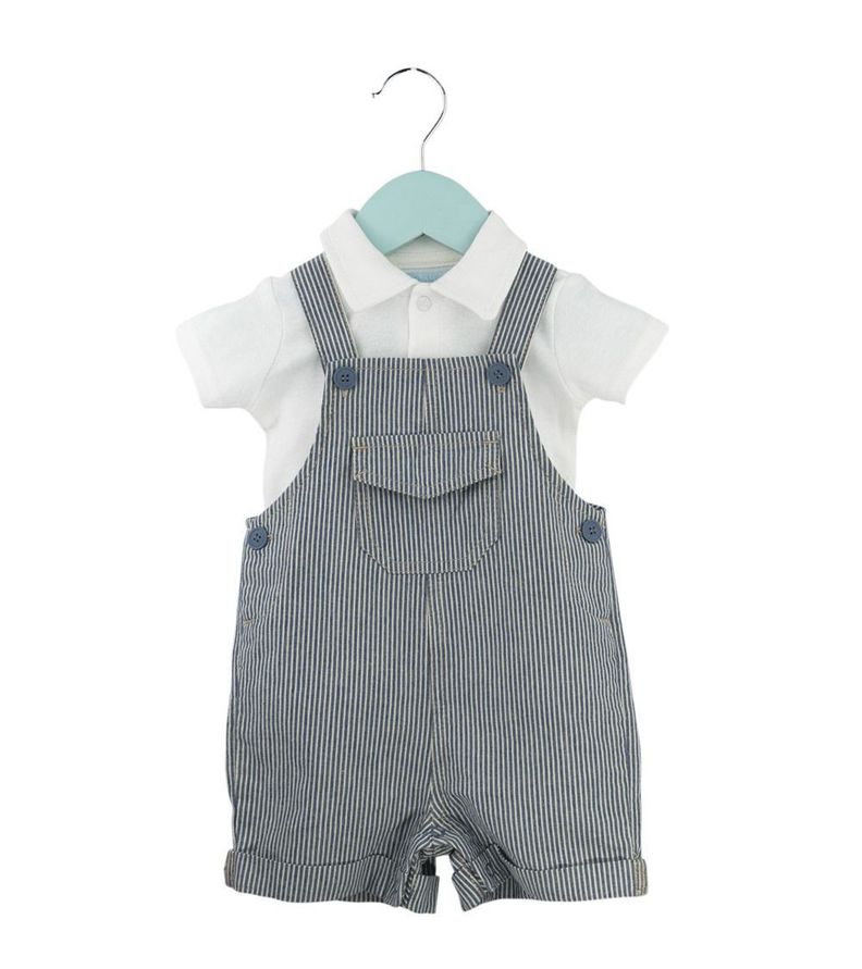Jardinera de Gabardina con Polera Polo para Bebé Pumucki -0
