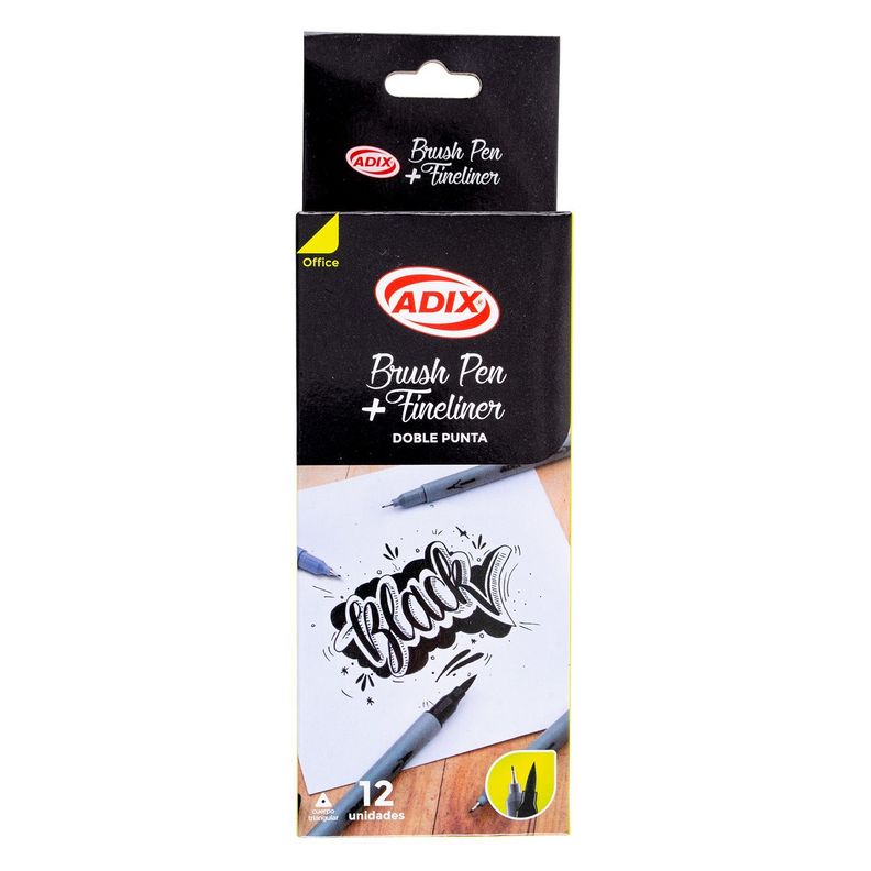 SET DOBLE PUNTA BRUSH/FINELINER NEGRO-0