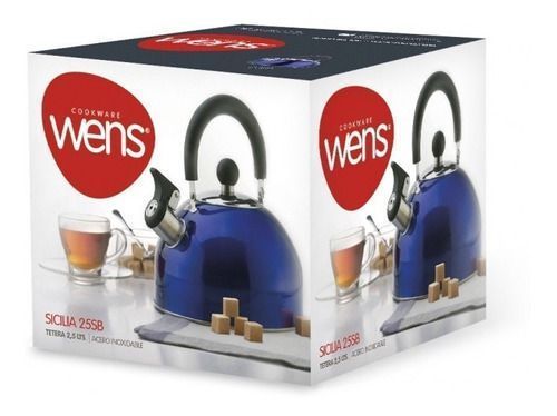Tetera 2,5 Litros Acero Inoxidable Azul Wens-2
