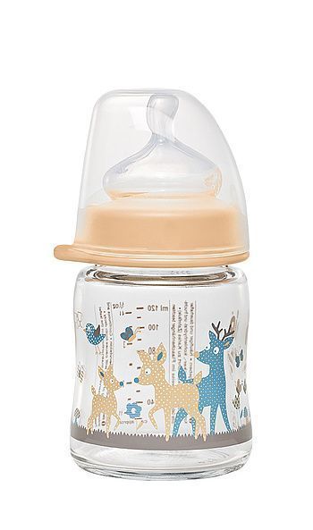 Mamadera vidrio Silicona Cuello Ancho Ciervo Naranjo 120 ml-0