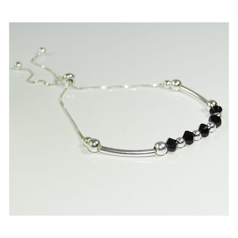 Pulsera Ajustable De Plata Con Cristales Dark-1