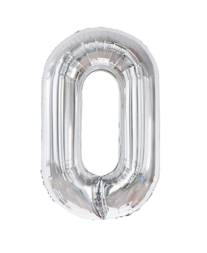 Globo Forma De Numero Globo Metalico Plateado Grande 80cm-0