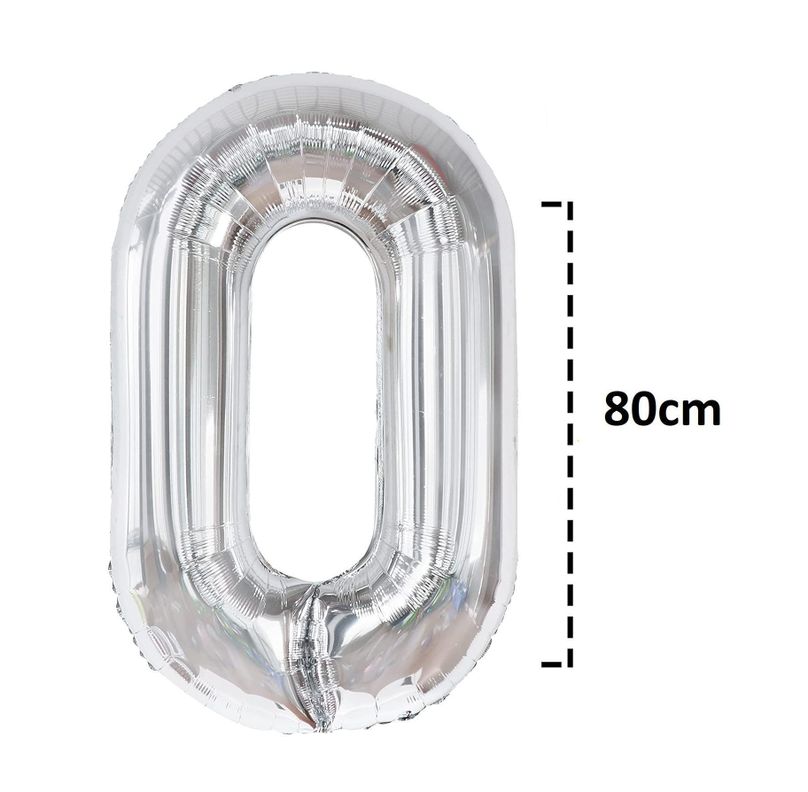 Globo Forma De Numero Globo Metalico Plateado Grande 80cm-2