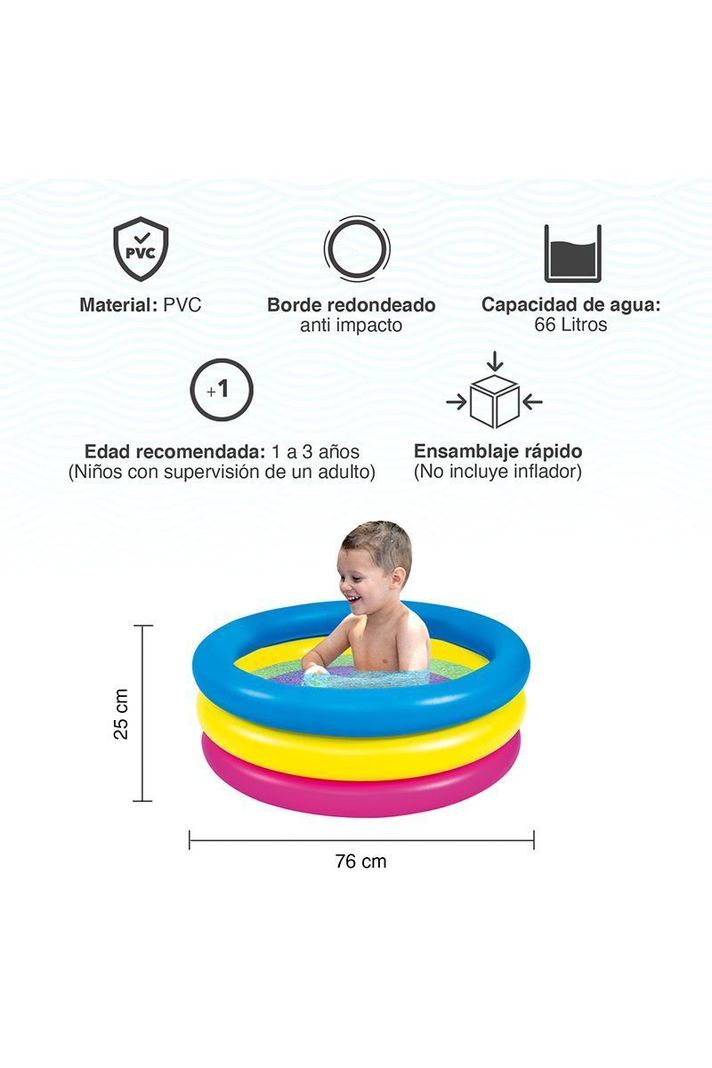 Piscina Infantil Redonda 66 L 25x76 cm Multicolor-2