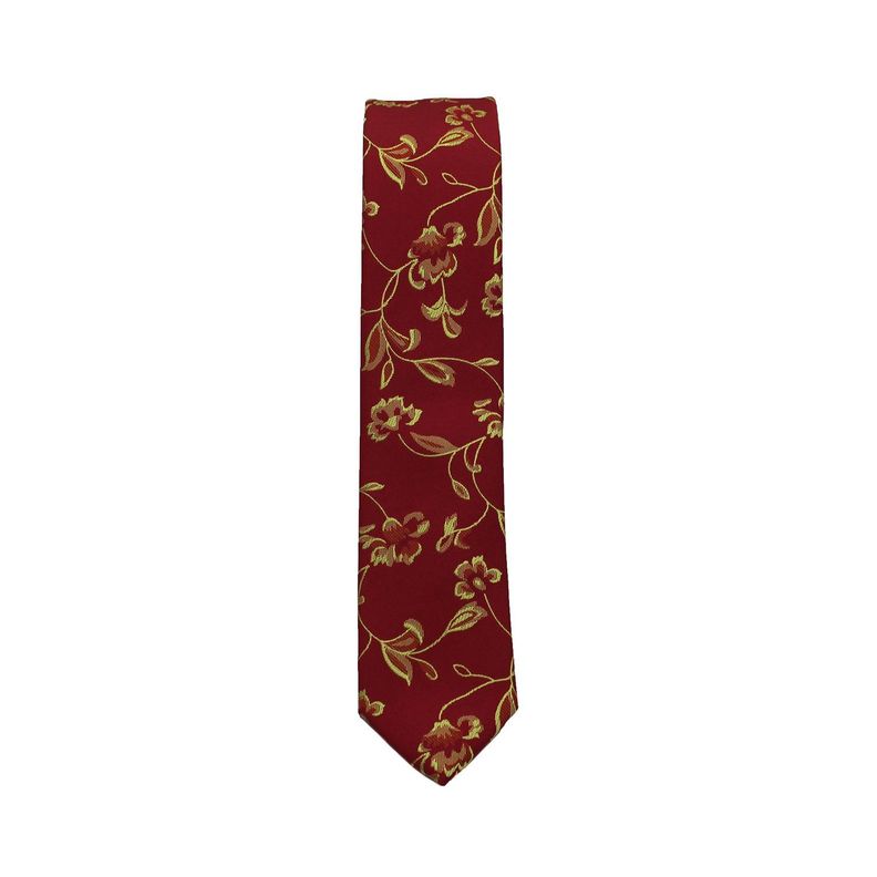 Corbata Microfibra Hojas 5cm Alaniz Rojo-1
