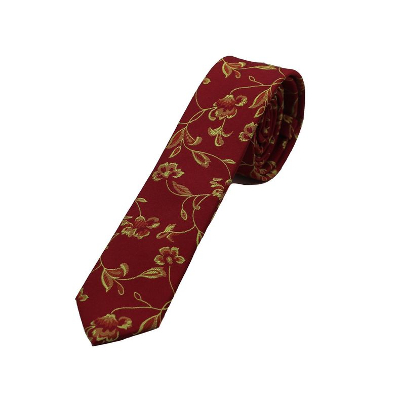 Corbata Microfibra Hojas 5cm Alaniz Rojo-0