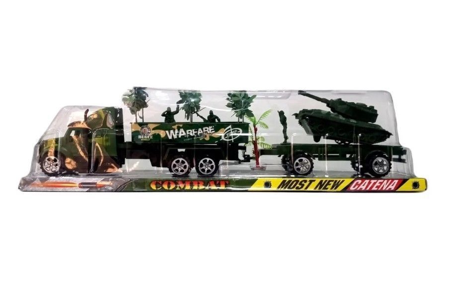 Camion Militar  Con Remolque,Tanque y Soldados Juguete-4