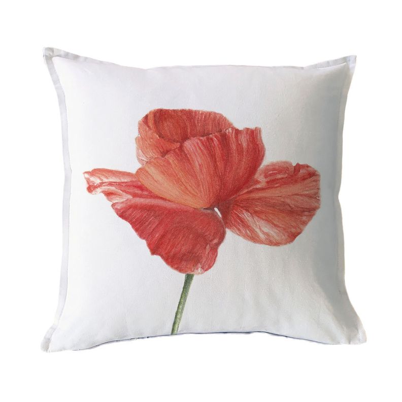 FUNDA COJIN ALGODON AMAPOLA ROJA CERRADA 45X45 Diseno 1