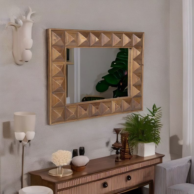 Espejo Napo de madera rectangular con rombos-1