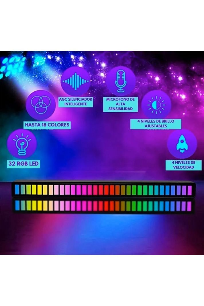 Tira Luz Led Rgb Barra Sensor Sonido Tik Tok Gamer Auto-3