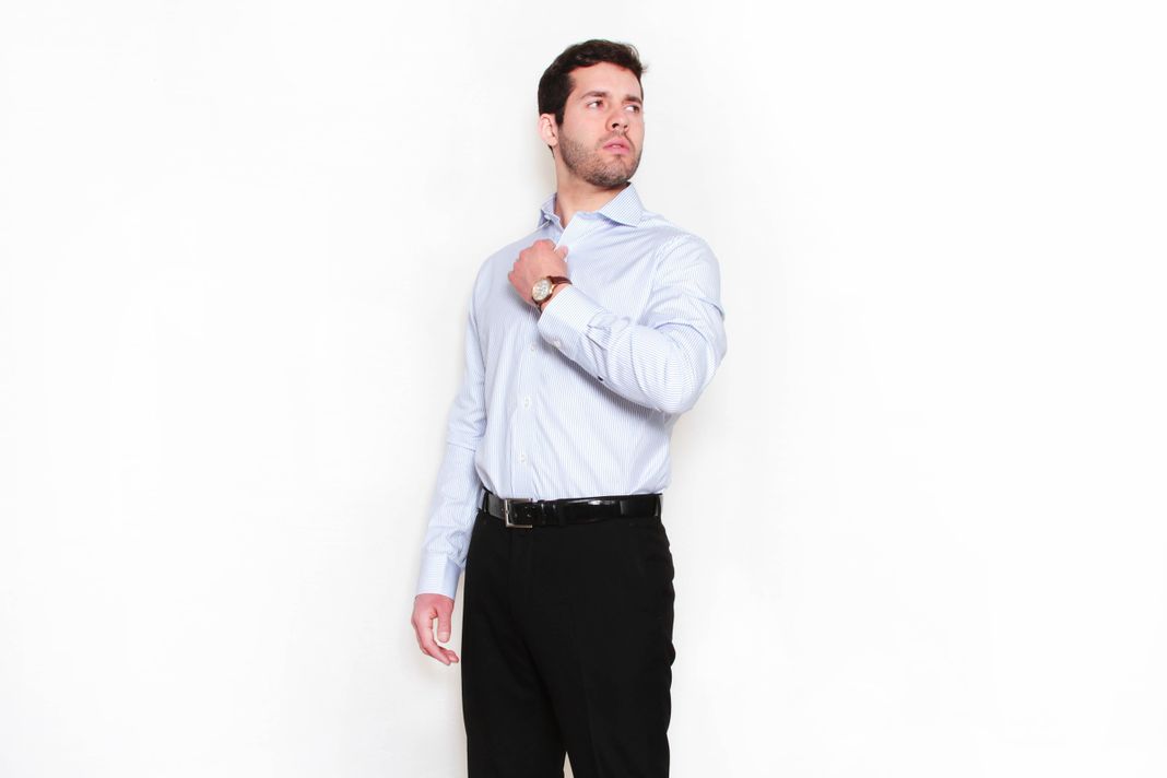 Camisa Premium Líneas Finas Azul-0