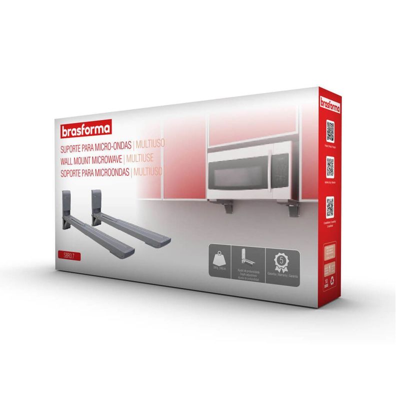 SOPORTE PARA HORNO MICROONDAS AJUSTABLE 30KG PLATA SBR3.7-4