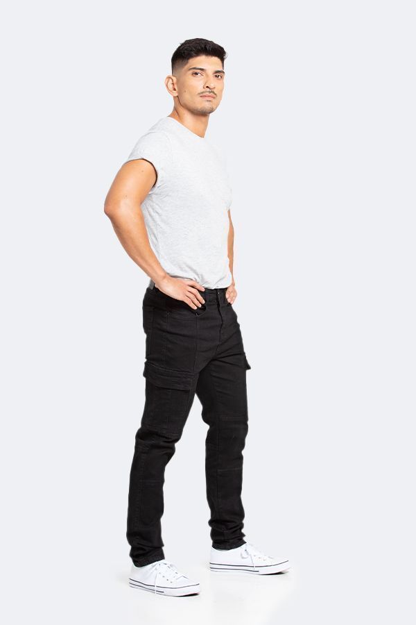 Jeans Hombre Cargo Negro Oscuro-5