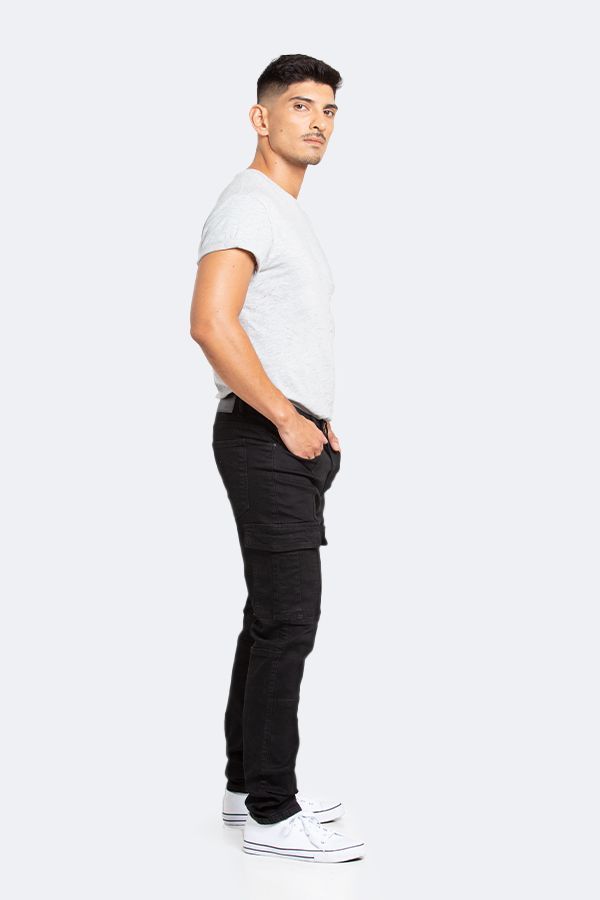 Jeans Hombre Cargo Negro Oscuro-4