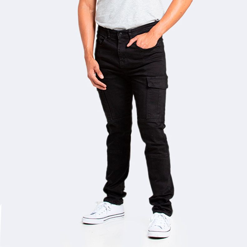 Jeans Hombre Cargo Negro Oscuro-0