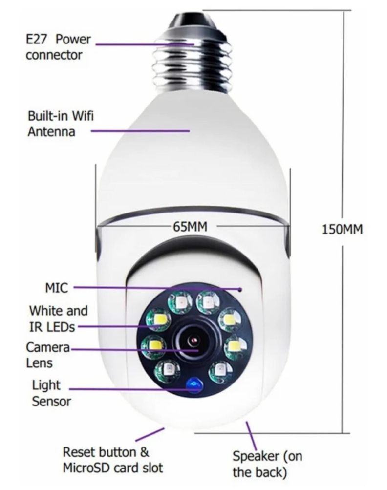 CAMARA IP MOTORIZADA 360° CON SOQUETE E27-1